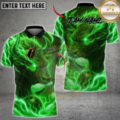 Maxcorners Bowling Fire Bull Flaming Pins Multicolor Customized Name, Team Name 3D Shirts