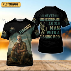 Maxcorners Never Underestimate An Old Man With A Fishing Rod SPF Shirts, Fishing Shirts For Men, Funny Fisherman Gift