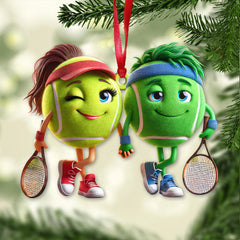 Maxcorners Custom Name Tennis Couple Ornament, Tennis Couple Christmas Gift 2D Flat LM2111