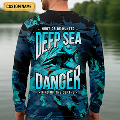 Maxcorners Hunt or Be Hunted Deep Sea Danger Performance Fishing Shirts, Fishing Gifts For Men, Men's Fishing Shirt