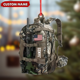 Maxcorners Custom Hunting Backpack Acrylic Ornament – Personalized Tactical Gift for Hunters & Veterans LM0411