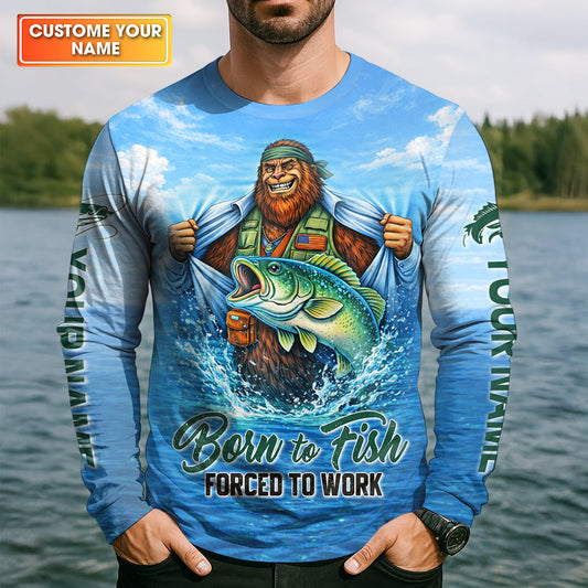 Maxcorners I’d Rather Be Caught Fishing Than Working Fishing UPF Shirts, Bigfoot Fishing Shirt, Funny Fishing Shirt
