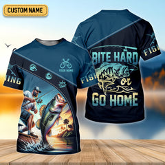 Maxcorners Bite Hard or Go Home Fishing Shirts, SPF Long Sleeve Shirts, Fishing Shirts For Men
