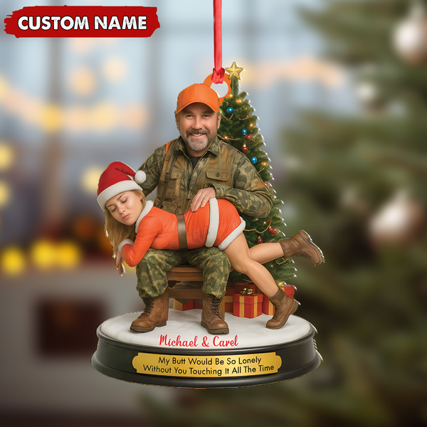 Maxcorners Personalized Funny Hunter Couple Christmas Acrylic Ornament – Custom Name Christmas Gift for Him or Her LM0411