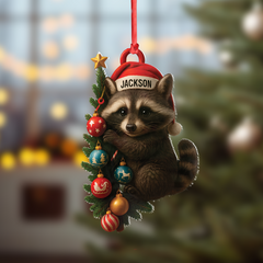 Maxcorners Personalized Raccoon Acrylic Christmas Ornament - Cute Holiday Gift - Perfect Gift for Kids & Animal Lovers LM0411