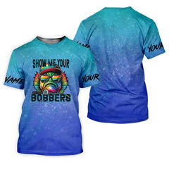 Maxcorners Show Me Your Bobbers Shirt, Blue Neon Men Fishing Shirt, Funny Fishing Shirt, SPF Shirt