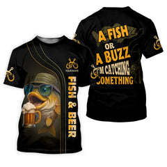 Maxcorners Fish And Beer Fishing UV Shirts, Funny Fishing Shirt, Gift For Fisherman, Fishing Shirts For Men