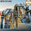 Maxcorners Fishing Skin Seawave Personalized Name, Team Name 3D Long Sleeve Shirt