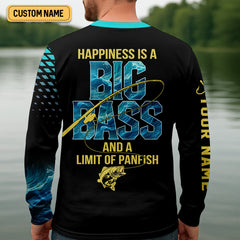 Maxcorners Happiness Is A Big Bass And A Limit Of Panfish Fishing UPF Shirts, Funny Fishing Shirt, Fishing Gifts For Men