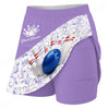 Maxcorners Customized Bowling Trouser Skirts With Shorts Underneath, Bowling Scroll Pattern Vector With Pockets