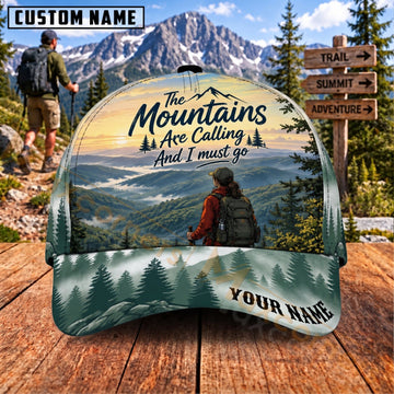 Maxcorners Hiking Mountains Are Calling Scenic Trail Personalized Name 3D Cap