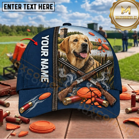 Maxcorners Navy Blue Labrador Shotgun Shells Trap Shooting Personalized Name 3D Cap