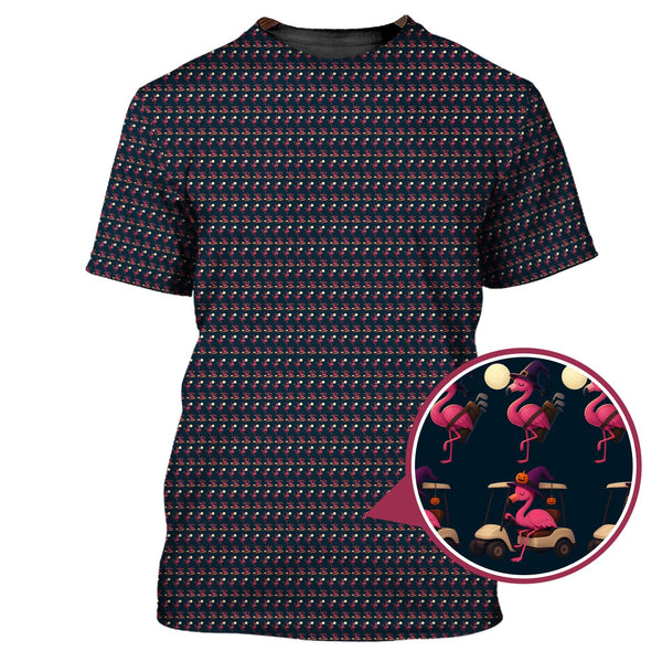 Maxcorners Flamingo Golf Shirt, Halloween Golf Shirt, Funny Pattern Golf Shirt For Golfer