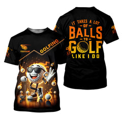 Maxcorners It Takes a Lot of Balls to Golf the Way I Do Custom Men's Golf Polo Shirt, Funny Golf Shirt, Dad Golf Gift