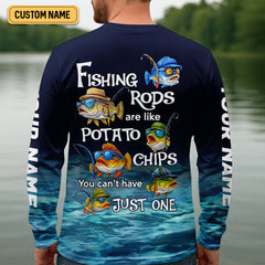 Maxcorners Fishing Rods Are Like Potato Chips Funny Fishing Shirt, SPF Shirt For Men, Gift For Fisherman