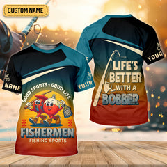 Maxcorners Life's Better With A Bobber Fishing UPF Shirts, Men's Fishing Shirts Long Sleeve, Presents For Fishermen