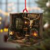 Maxcorners Personalized Hunting Cabin Ornament, Custom Name Deer Antler Lodge Christmas Decoration LM0411