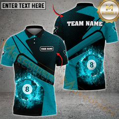 Maxcorners Billiard Galaxy Blue Team Jersey Personalized Name, Team Name 3D Polo Shirt (4 Colors)