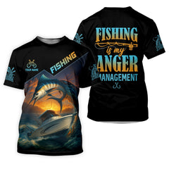 Maxcorners Fishing Is My Anger Management Men Fishing Shirt, SPF Shirt For Men, Presents For Fishermen
