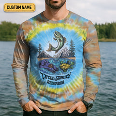 Maxcorners Tie Dyed Pattern Fishing UPF Shirts, Fishing Gifts For Men, Men's Fishing Shirt, Fishing Shirts For Men