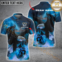 Maxcorners Eagle Thunder Lightning Eagle Bowling Jersey Multicolor Option Personalized Name, Team Name 3D Polo Shirt