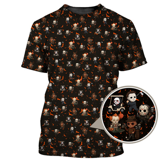 Pattern Golf Shirt For Golfer, Halloween Golf Shirt, Crazy Golf Shirt For Men, Funny Golf Shirt Of Halloween