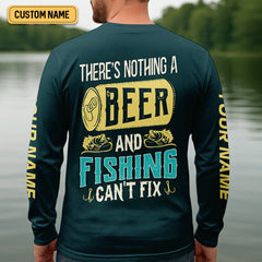 Maxcorners There's Nothing A Beer And Fishing Can't Fix SPF Shirt For Men, Gift For Fisherman, Largemouth Bass Fishing