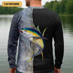 Maxcorners Tuna Fishing Saltwater Custom Name UPF Shirts, Tournament Fishing Shirts, Men's Fishing Shirt