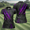 Maxcorners Purple Claw Marks Hawaiian Golf Shirt, Scratch Print Women's Golf Tops, Ladies Golf Shirts LM1507