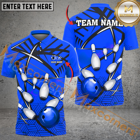 Maxcorners Black Net Pattern Bowling Jersey Multicolor Option Customized Name, Team Name 3D Shirt