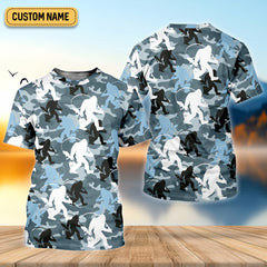 Maxcorners Bigfoot Blue Camo Fishing SPF Shirts, Bassquatch Fishing Shirts, Fishing Shirts For Men, Funny Fisherman Gift