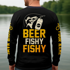Maxcorners Beer Fishy Fishy Funny Fishing Shirt, SPF Shirt For Men, Fishing And Beer Men's Fishing Shirt