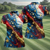 Maxcorners Abstract American Flag Stars Golf Polo Shirt, Women’s Golf Polo, Performance Golf Shirt LM1507