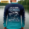 Maxcorners Life Is Good Fishing Makes It Better Performance Fishing Shirts, Swordfish Fishing SPF Shirt For Men