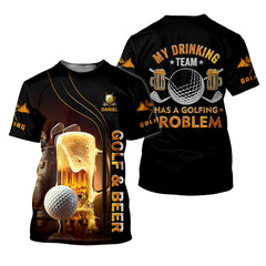Maxcorners My Drinking Team Has Golfing Problem Custom Men's Golf Polo Shirt, Mens Golf Gift, Funny Golf Shirt