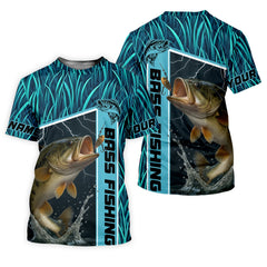 Maxcorners Teal Blue Tournament Fishing Shirts, SPF Long Sleeve Shirts, Fishing Shirts For Men