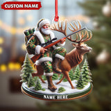 Maxcorners Personalized Acrylic Hunter Santa Riding Deer Christmas Ornament - Custom Hunting Gift Decoration LM0110