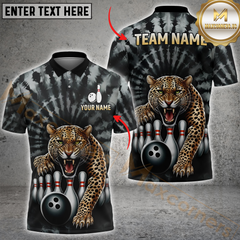 Maxcorners Bowling Wild Leopard Attack Pins Personalized Name 3D Unisex Shirt