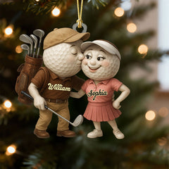 Maxcorners Custom Name Golf Couple Acrylic Ornaments, Golf Christmas Gifts, Christmas Gift Ideas For Couples LM1611