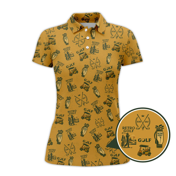 Maxcorners Vintage Golf Polos For Men, Classic Pattern Retro Golf Shirt, Golf Gift For Golfers