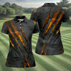 Maxcorners Yellow Claw Marks Hawaiian Golf Shirt, Scratch Print Women's Golf Tops, Ladies Golf Shirts LM1507