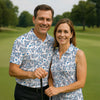 Maxcorners Blue Rose Floral Heart Pattern Golf Shirt, Women's Golf Tops, Golf Polo For Women LM1507