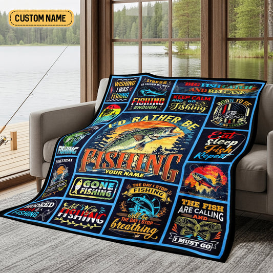 Maxcorners Big Fish Catch And Release Custom Name Blanket, Gift For Fishing Lover, Presents For Fishermen LM0201