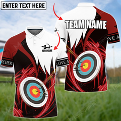 Maxcorners Archery Classic Multicolor Option Personalized Name, Team Name 3D Polo Shirt