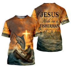 Maxcorners I Catch He Cleans, Bible Verse T-Shirt, Funny Fishing Shirt, SPF Shirt For Men, Gift For Fisherman