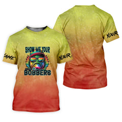Maxcorners Show Me Your Bobbers Shirt, Orange Yellow Men Fishing Shirt, Funny Fishing Shirt, SPF Shirt