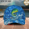 Maxcorners Fishing Blue Wave Scale Personalized Name 3D Cap (12 Fish Species)