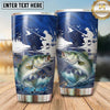 Maxcorners Fishing Tumbler Moonlit Lake Casting Scene Design Personalized Name Tumbler (13 Species)