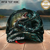 Maxcorners Fishing Dark Ocean Swirl Rod Splash Personalized 3D Cap (12 Fish Species)