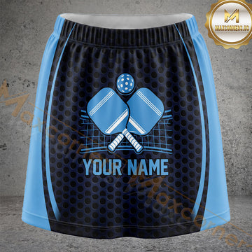 Maxcorners Pickleball Black Honeycomb Crossed Paddles Personalized 3D Skort, Skirts With Shorts